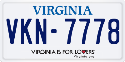 VA license plate VKN7778