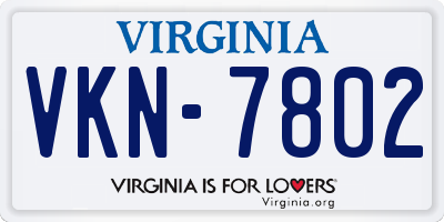 VA license plate VKN7802