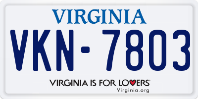 VA license plate VKN7803