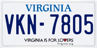 VA license plate VKN7805
