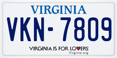 VA license plate VKN7809