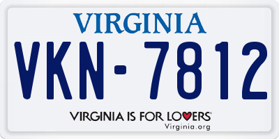 VA license plate VKN7812