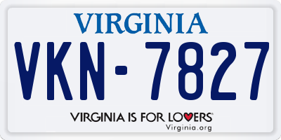 VA license plate VKN7827