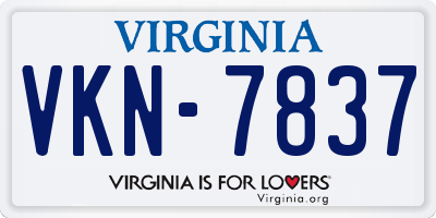 VA license plate VKN7837