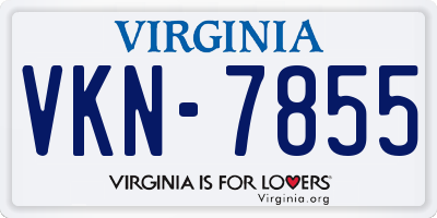 VA license plate VKN7855