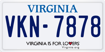 VA license plate VKN7878