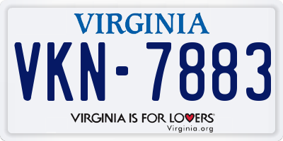 VA license plate VKN7883