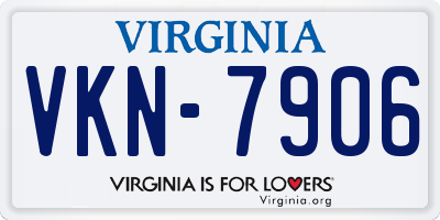 VA license plate VKN7906