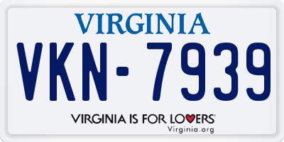 VA license plate VKN7939