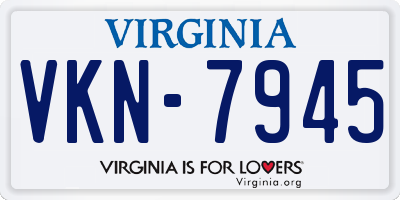 VA license plate VKN7945