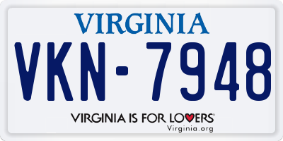 VA license plate VKN7948