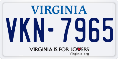 VA license plate VKN7965