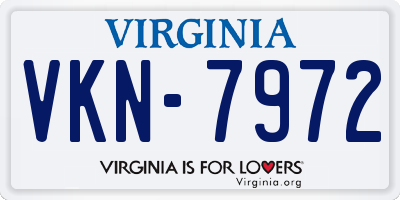 VA license plate VKN7972