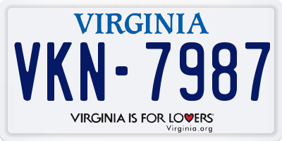 VA license plate VKN7987