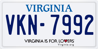 VA license plate VKN7992