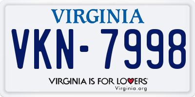 VA license plate VKN7998