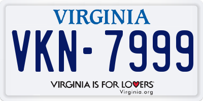VA license plate VKN7999
