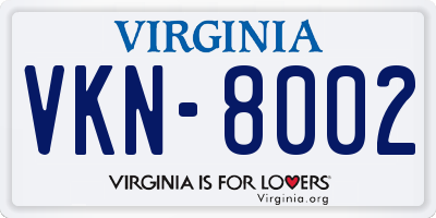 VA license plate VKN8002