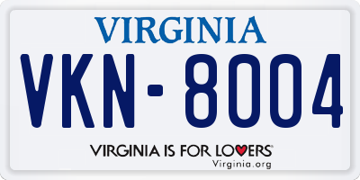 VA license plate VKN8004