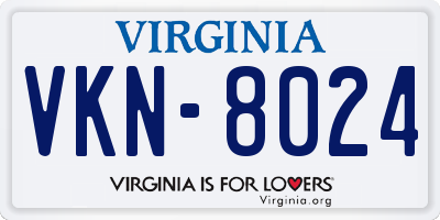 VA license plate VKN8024