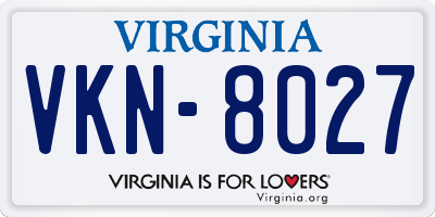 VA license plate VKN8027