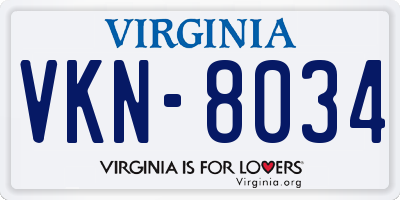 VA license plate VKN8034