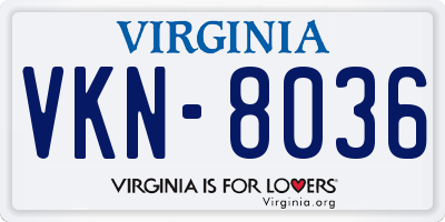 VA license plate VKN8036