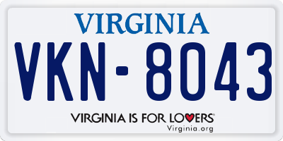 VA license plate VKN8043