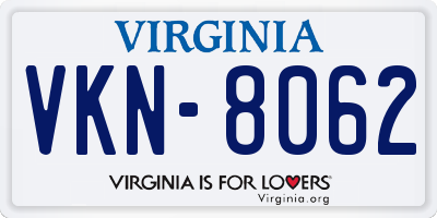 VA license plate VKN8062