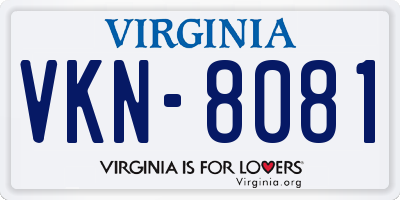 VA license plate VKN8081