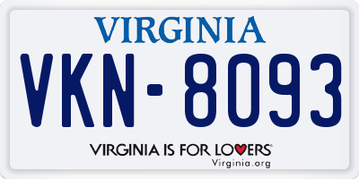 VA license plate VKN8093