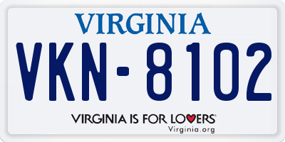 VA license plate VKN8102