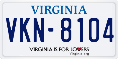 VA license plate VKN8104