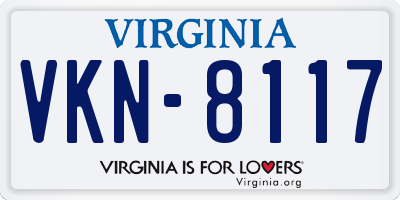 VA license plate VKN8117