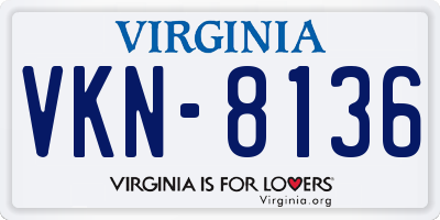 VA license plate VKN8136