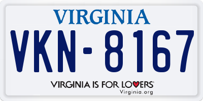 VA license plate VKN8167