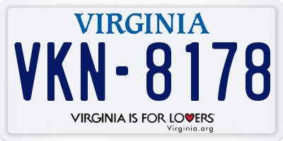 VA license plate VKN8178