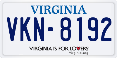 VA license plate VKN8192