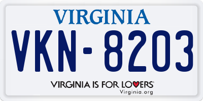 VA license plate VKN8203