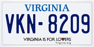 VA license plate VKN8209