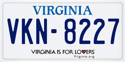VA license plate VKN8227