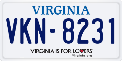 VA license plate VKN8231
