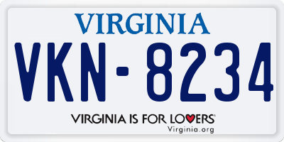 VA license plate VKN8234