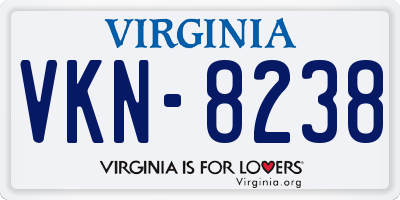VA license plate VKN8238