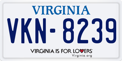 VA license plate VKN8239