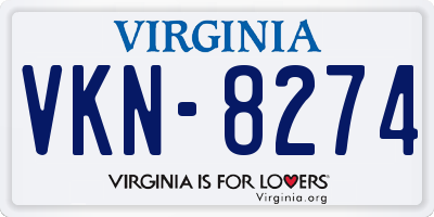 VA license plate VKN8274