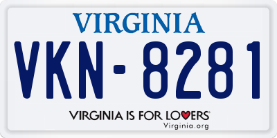 VA license plate VKN8281