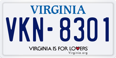 VA license plate VKN8301