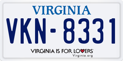 VA license plate VKN8331