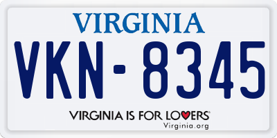 VA license plate VKN8345